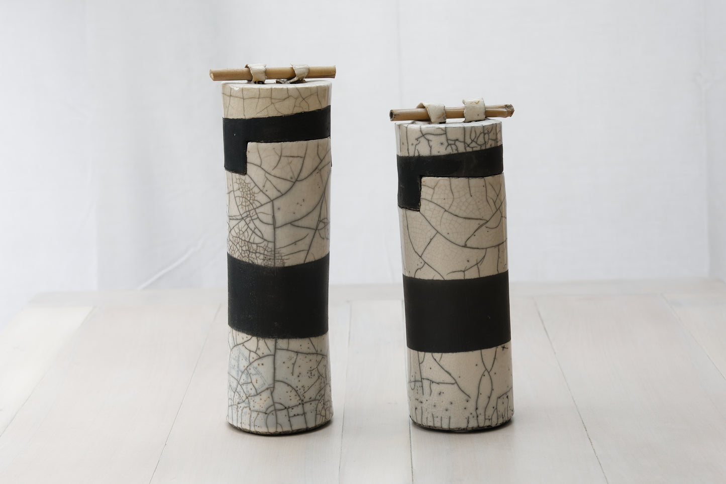 Raku - Duo Vases Raku & Bambou